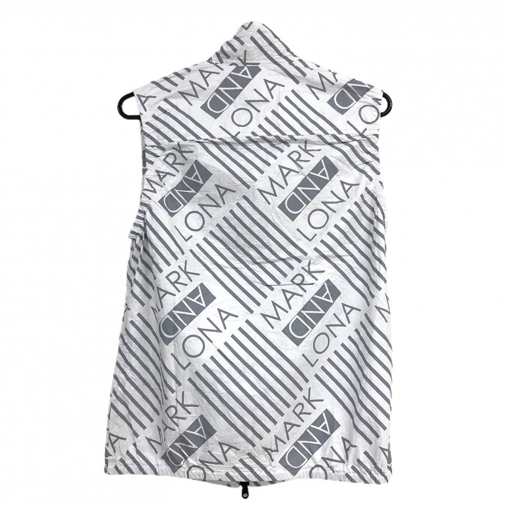 マークアンドロナ アウターベスト 白×グレー 総柄 ロゴ シワ加工 メンズ M ゴルフウェア MARK＆LONA