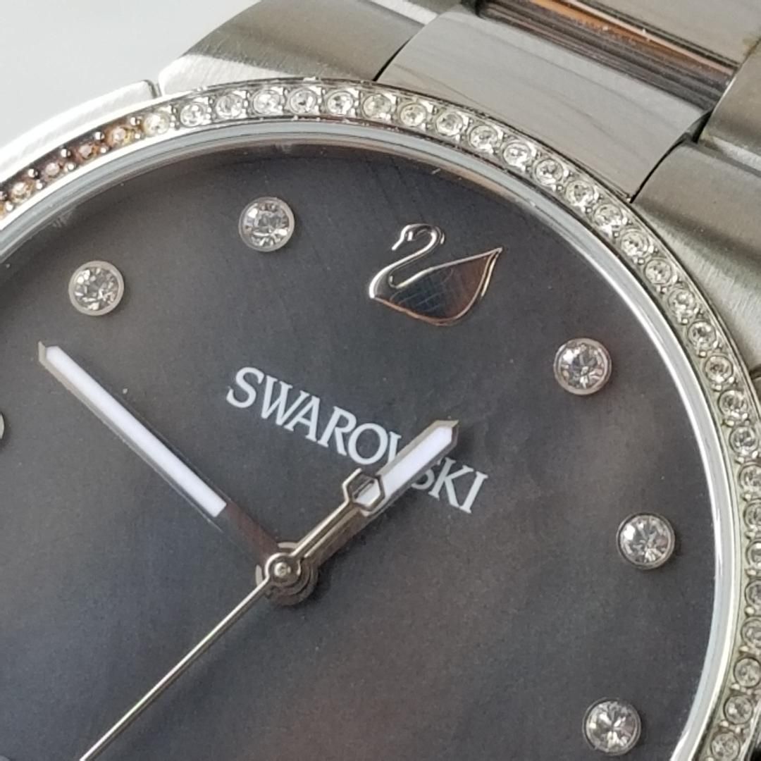 正規代理店 美品 QZ 革 グレー SS 5376842 腕時計 SWAROVSKI