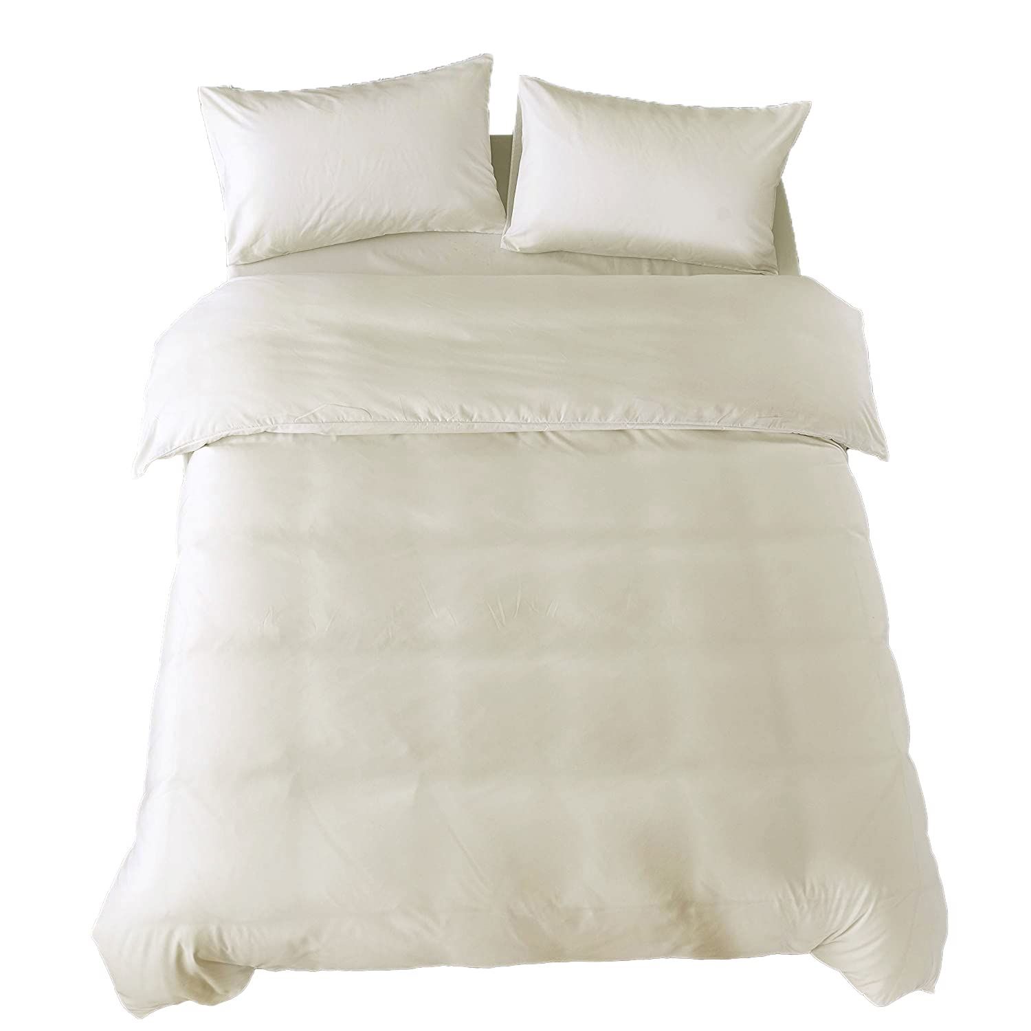 新品 布団カバー セミダブル 3点セット寝具カバーセット 綿混 無地 掛け布団カバー ボックスシーツ 枕カバー 洗い替え 速乾 防ダニ（アイボリー)