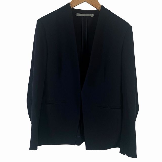 theory luxe ノーカラージャケット ネイビー 40 上品 オフィス セオリーリュクス theory luxe ノーカラージャケット フォーマル