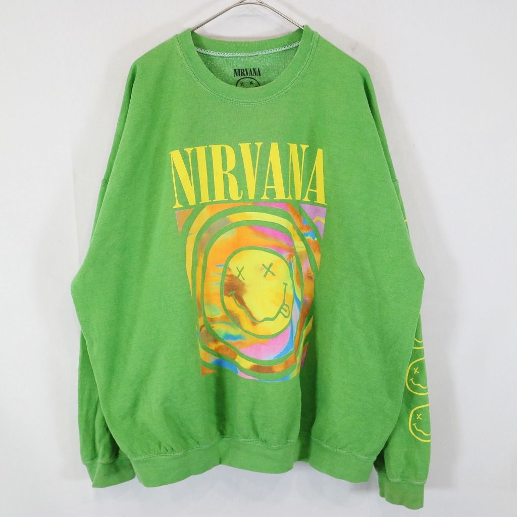 NIRVANA ニルヴァーナ スウェット クルーネック 袖プリント スマイル