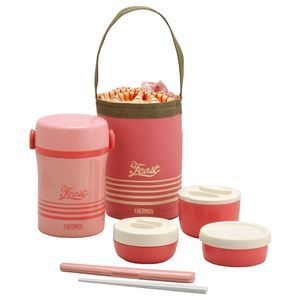 6個セット THERMOS サーモス 保温弁当箱|ステンレス ランチジャー コーラルピンク 縦型 軽量 コンパクト