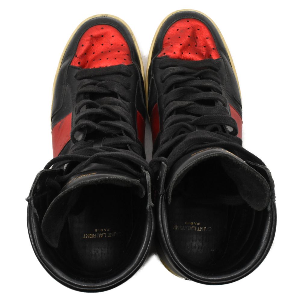 SAINT LAURENT ブラック レッド ハイカットスニーカー SAINT LAURENT ブラック/レッド ハイカットスニーカー