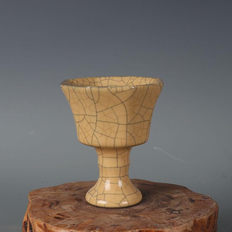 宋哥窯白釉開片八方高足杯 景徳鎮 陶磁器 装飾