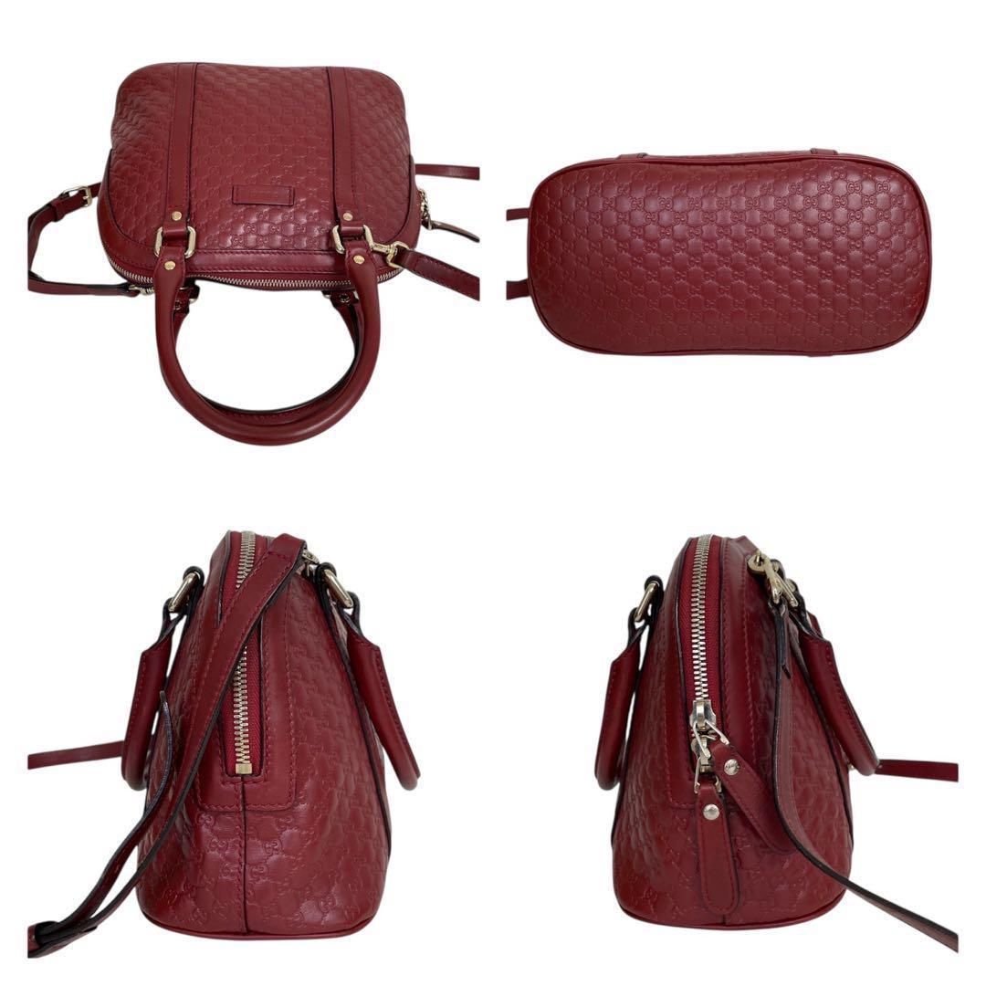 グッチ　ハンドバッグ　2way　GG マイクロシマ レザー レッド　4969 グッチ GUCCI ハンドバッグ 2way ショルダーバッグ GG マイクロシマ