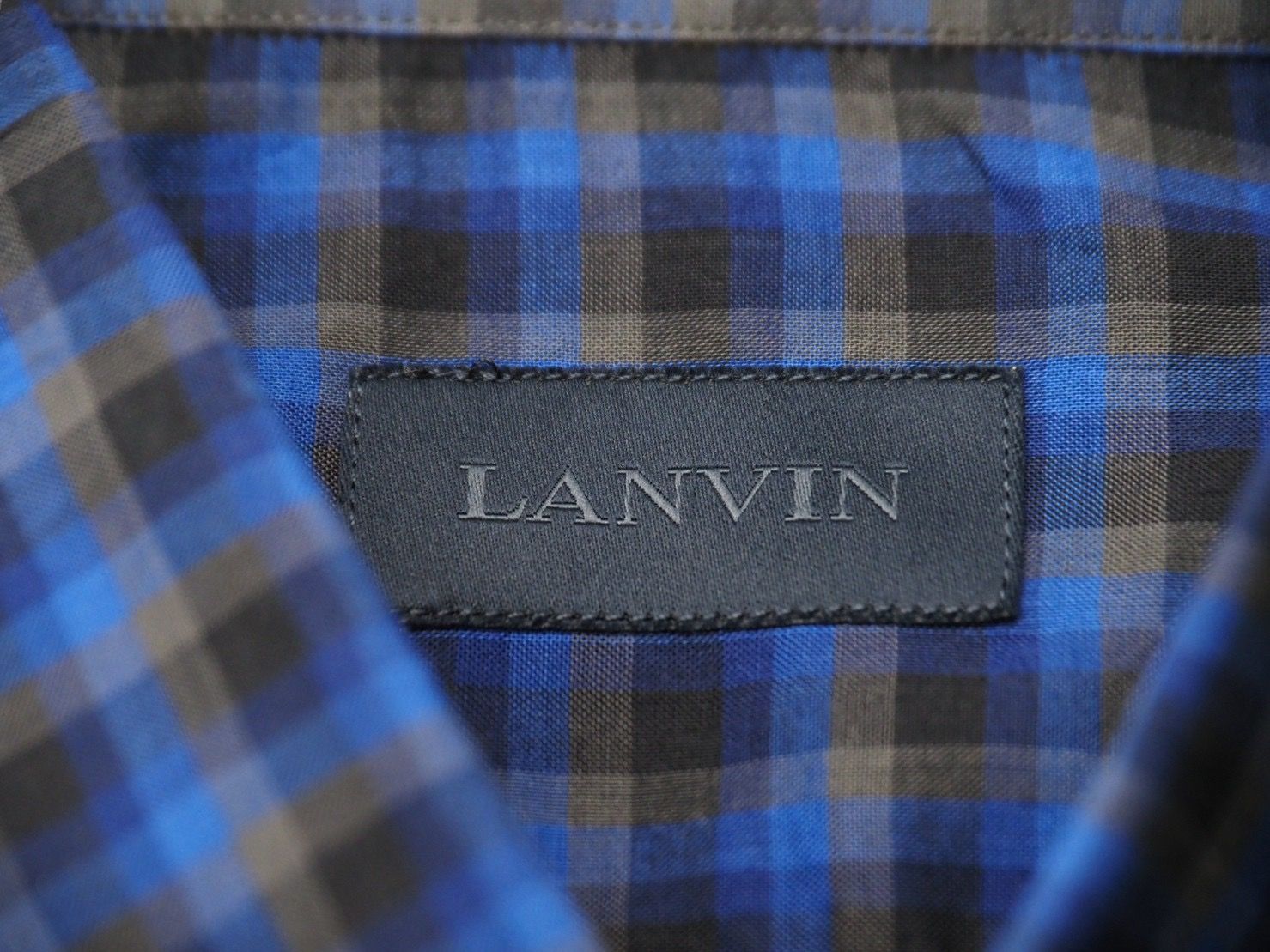 極美品 LANVIN ランバン 長袖シャツ 75008 チェックシャツ ネイビー