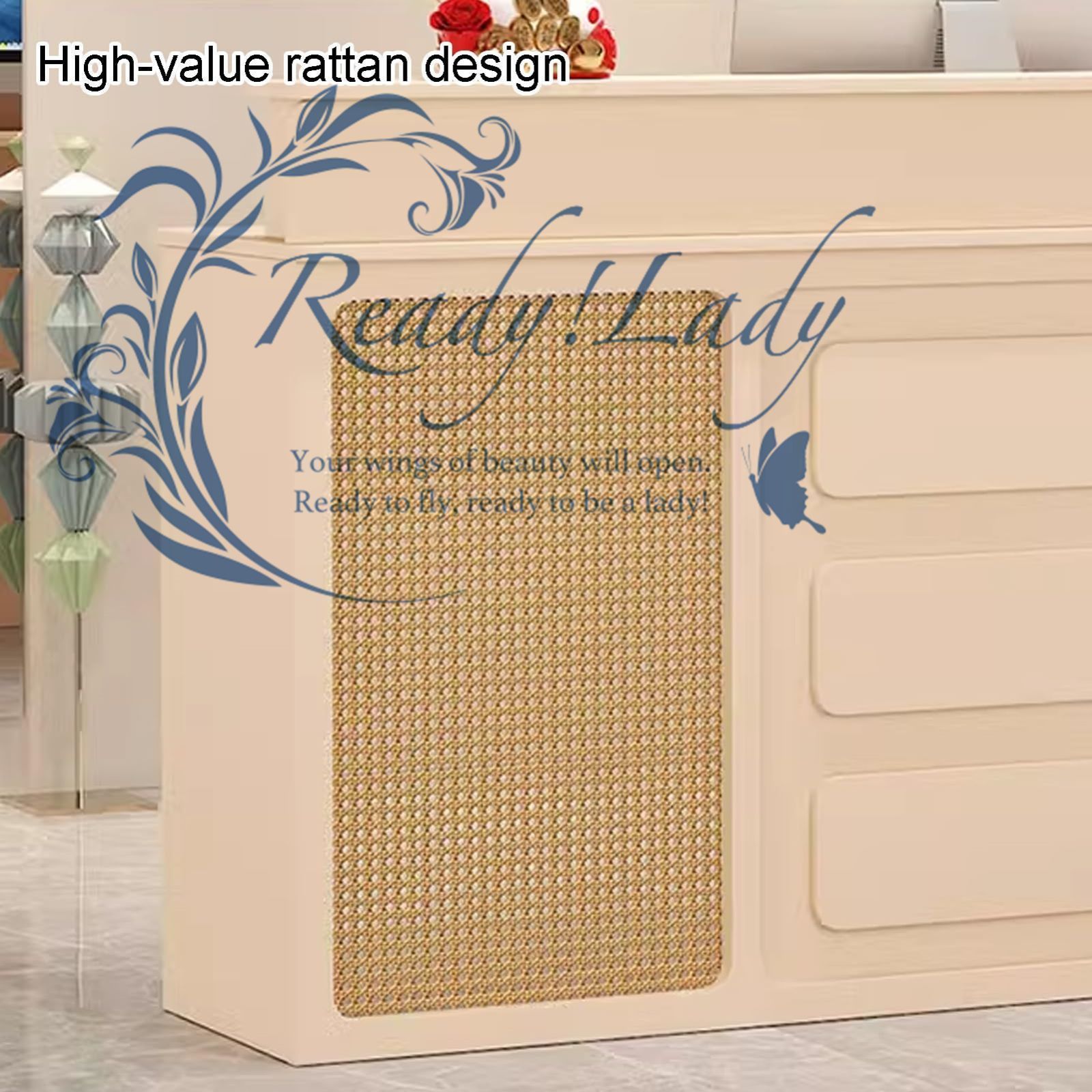 フロントデスク 鍵付き引き出し付き受付デスク 小売店チェックアウトカウンター 小さなスペース用の小売店カウンター 木製受付テーブル 受付カウンター 120cm MARWIL-DEMENAGEMENTS_CH