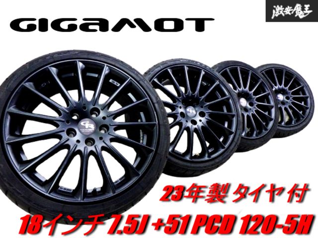 【 レア品!! 】 23年製 205/40R18 タイヤ 付 GIGAMOT ギガモット 18インチ 7.5J +51 PCD 120 5H ホイール 4本 MINI クロスオーバー 棚48X
