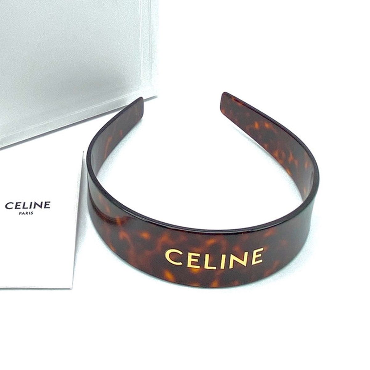 CELINE セリーヌ ロゴ カチューシャ べっ甲 ブラウン 管理番号 9346