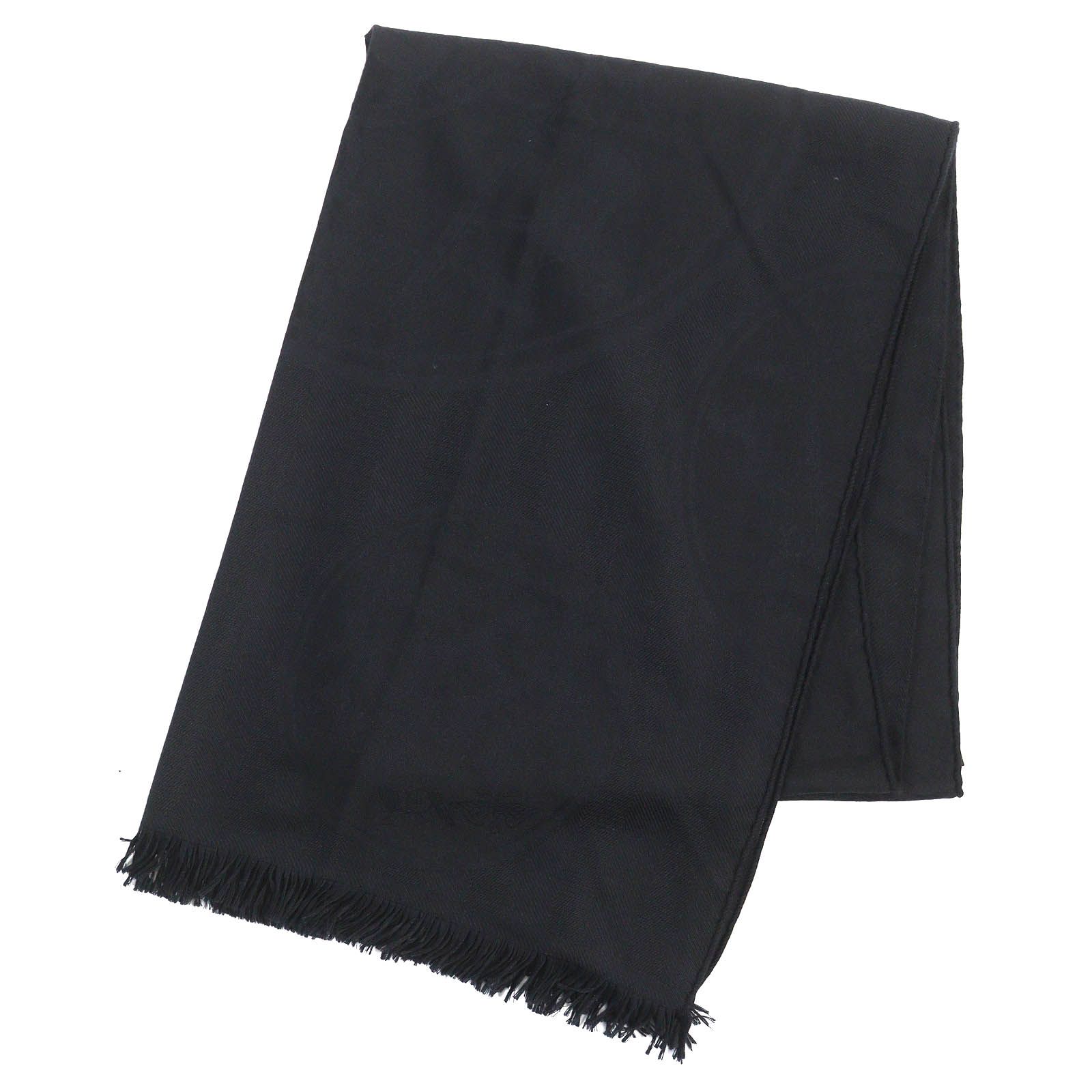 極美品] HERMES ブラック カシミヤ ストール フリンジ 極美品] HERMES
