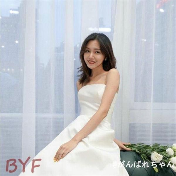 ウェディグドレス ミニドレス ミモレ丈 二次会 ドレス 花嫁 wedding dress パーティドレス 結婚式 ミニ 白ワンピース　カジュアル 挙式 演奏会 衣装