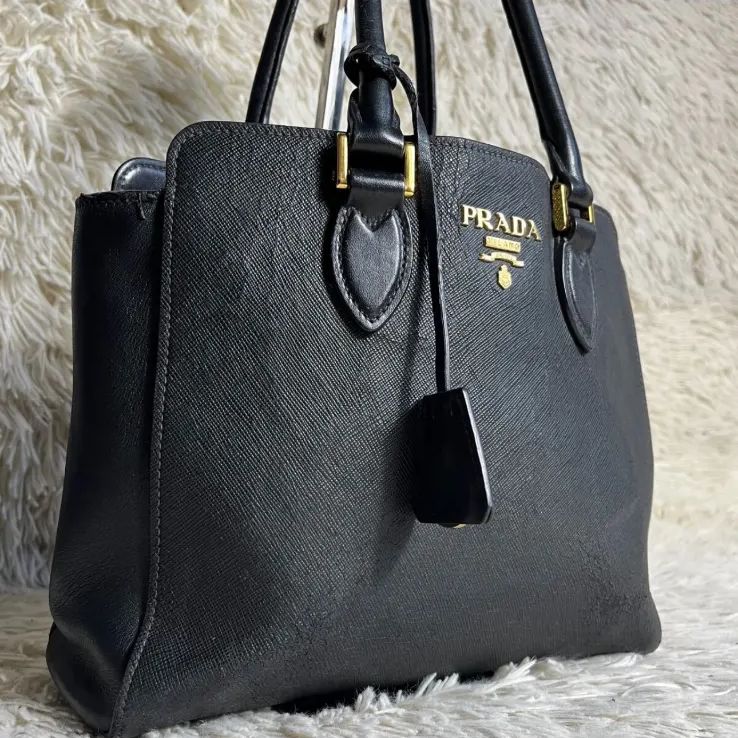 PRADA プラダ 2way ハンドバッグ1BA113 サフィアーノレザー ロゴ〇