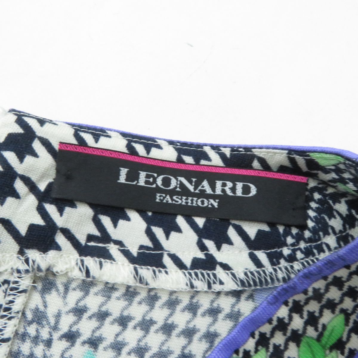 美品☆正規品 LEONARD FASHION レオナールファッション 花柄×千鳥格子