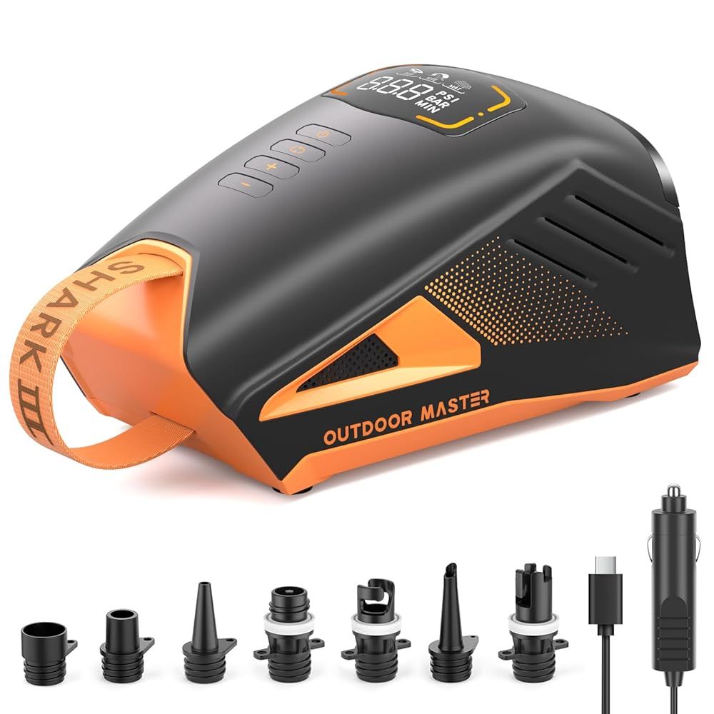 電動エアーポンプ 大容量 74Wh内蔵バッテリー 圧力記憶機能 電気高圧DC 12V 20psi 空気入れ 空気抜き 自動停止機能 SUPポンプ