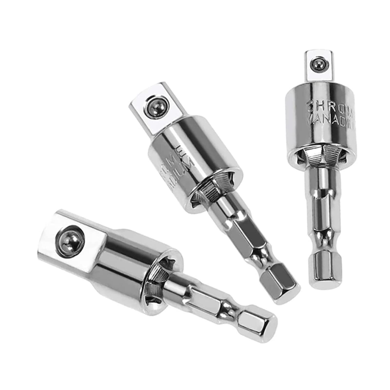 差込角6.35mm ショートソケットセット 1|4|3|8|1|2ソケットレンチ インパクト用 四角電動ドリルソケット 3本組 六角軸用ソケット変換アダプター ソケットアダプターセット