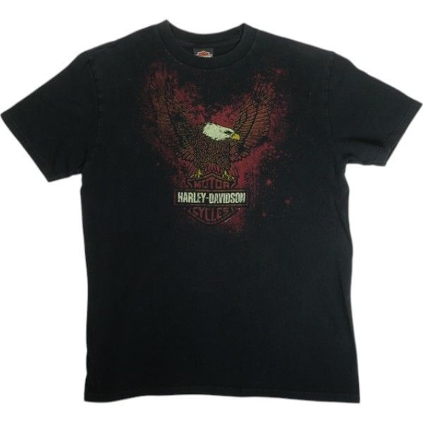 Size L VINTAGE ヴィンテージ Harley Davidson Blood Eagle Mcallen Texas Tee Tシャツ 黒 -良い 20819492