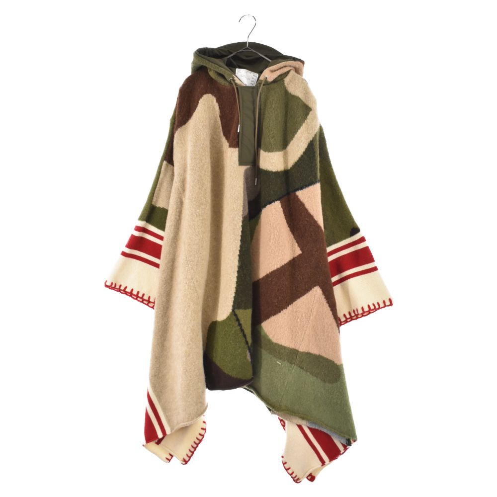 Sacai (サカイ) 21AW ×KAWS Jacquard Knit Poncho ×カウズ ジャガード ニット ポンチョ マルチ  21-02577M