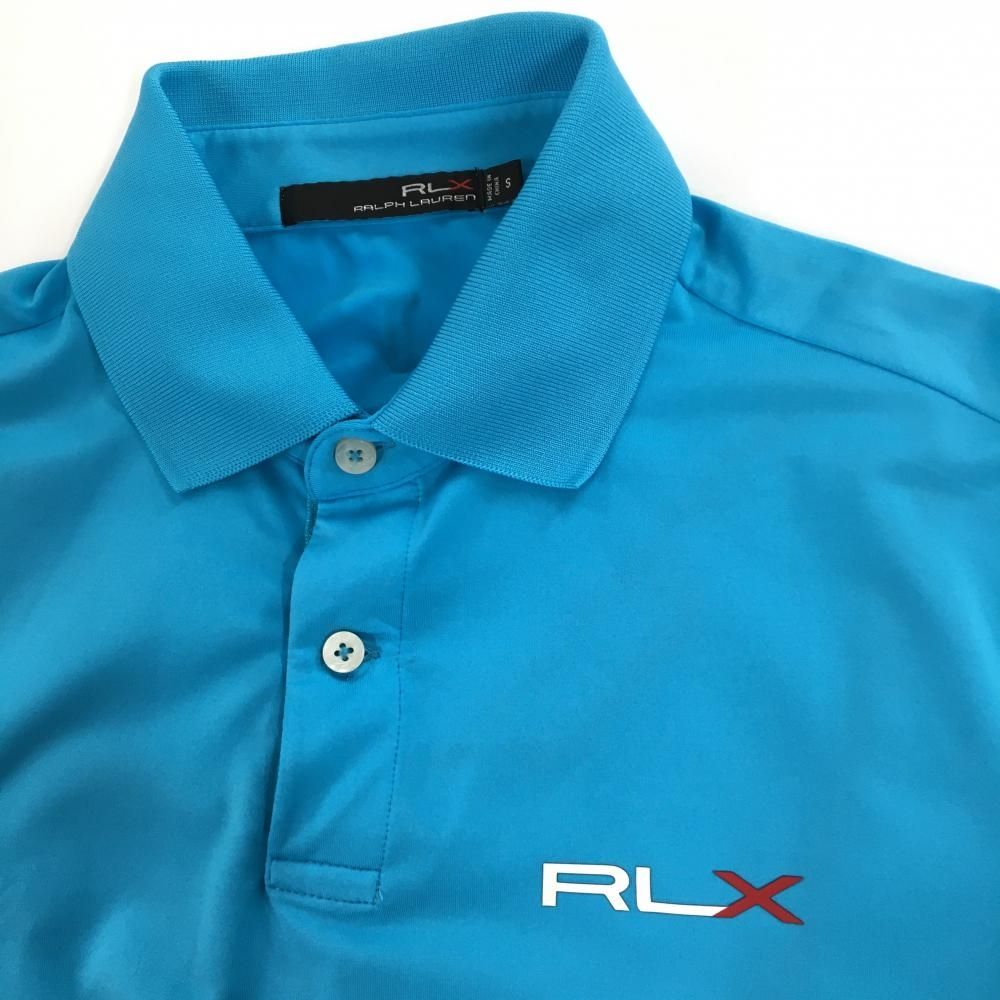 RLX RALPHLAUREN ラルフローレン ポロシャツ ゴルフ S RLXラルフローレン 半袖ポロシャツ ライトブルー ロゴ白レッド