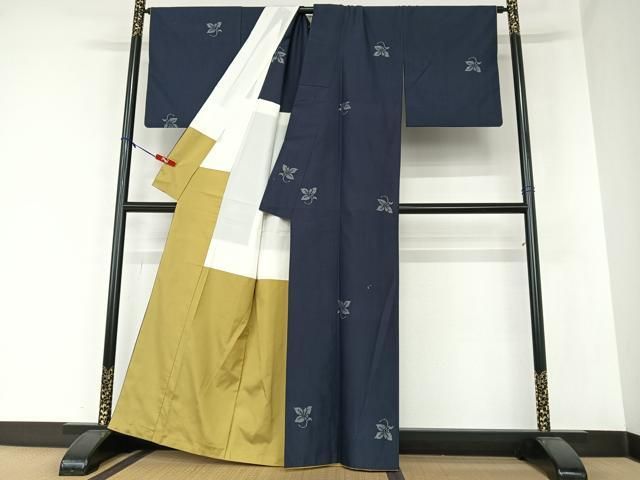 平和屋着物○上質な紬 横段文 正絹 逸品 DAAT1429tw 平和屋着物