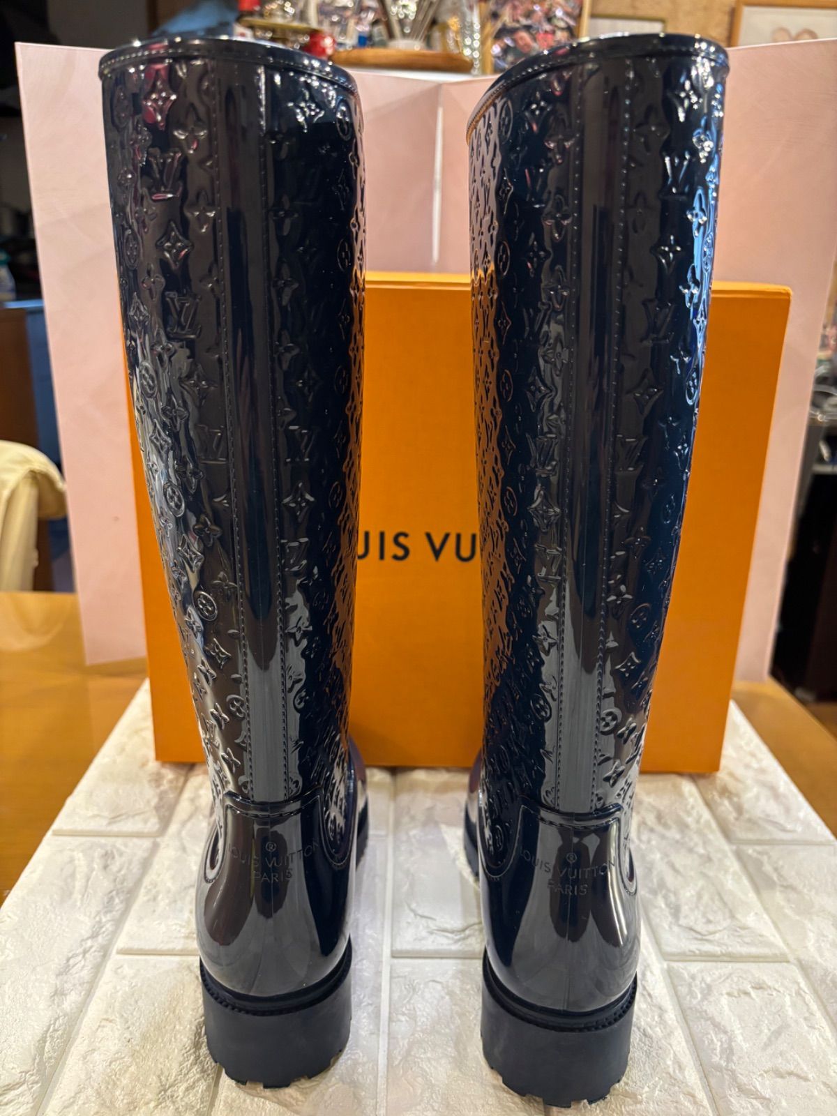 美品Louis Vuitton ネイビーモノグラム長靴#レインブーツ#36 - メルカリ