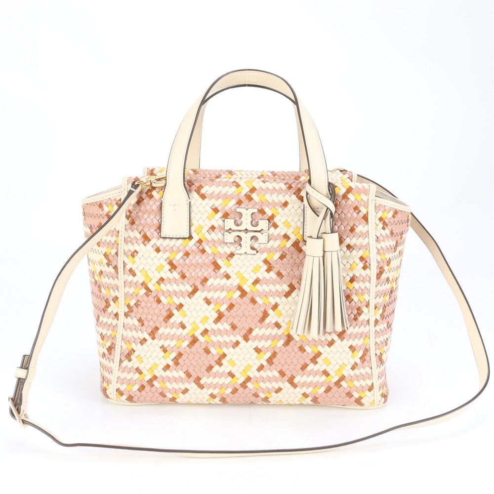 【極美品/付属品完備】トリーバーチ ペリー バンドバッグ A4可 カラフル 茶 美品】トリーバーチ ペリー ハンドバッグ 2way ミニバッグ