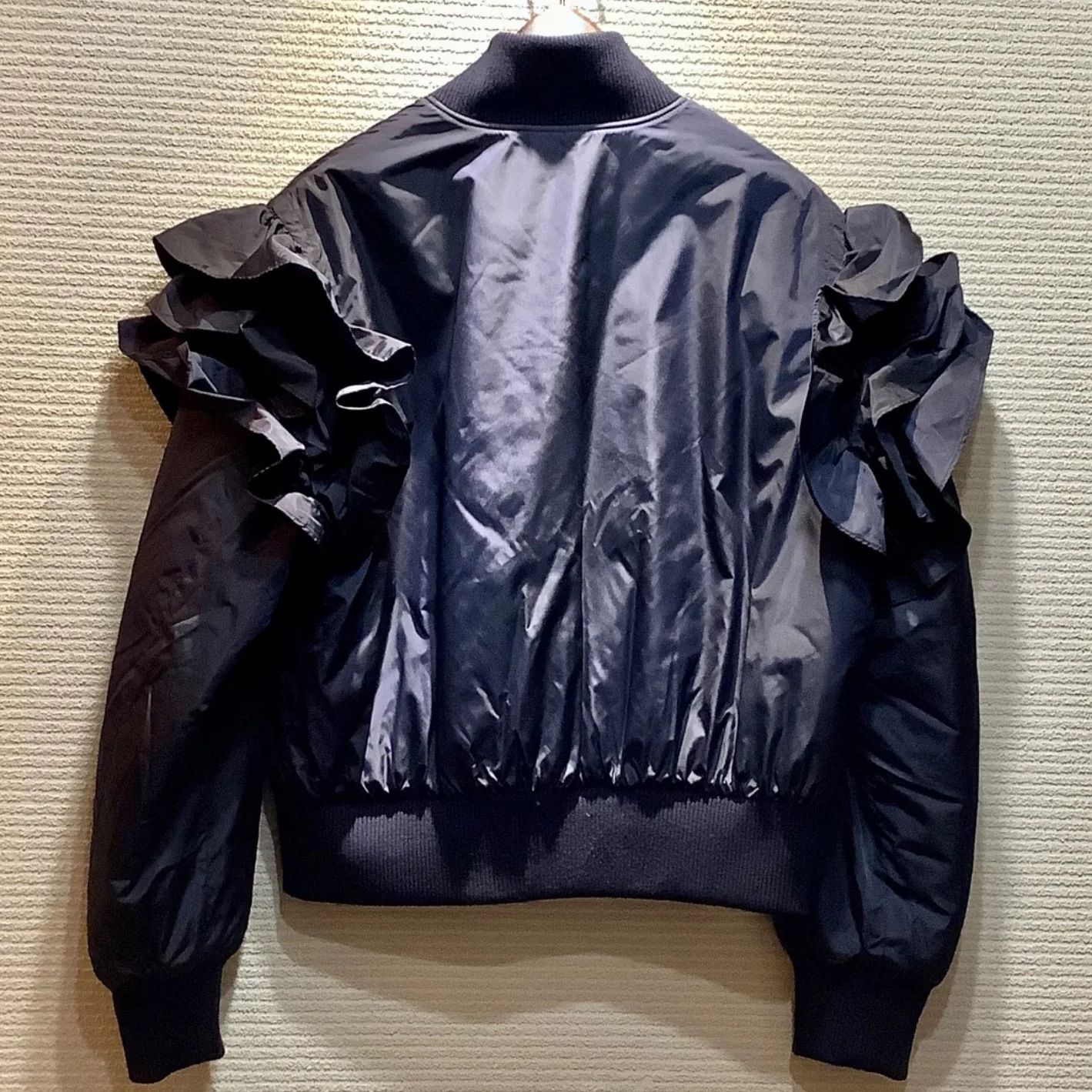 20AW マックスマーラ MaxMara フリル ボンバージャケット ネイビー
