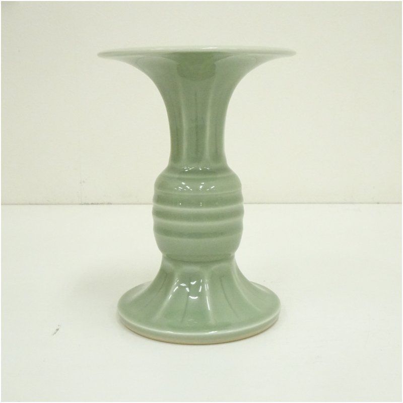 加藤渓山造 天龍寺青磁尊花入（共箱）