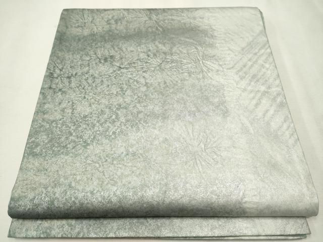 平和屋着物●全通柄袋帯　紬地　絞り　横段霞文　銀彩　正絹　逸品　CAAW4675hy 平和屋着物○全通柄袋帯 紬地 絞り 横段霞文 銀彩 正絹 逸品