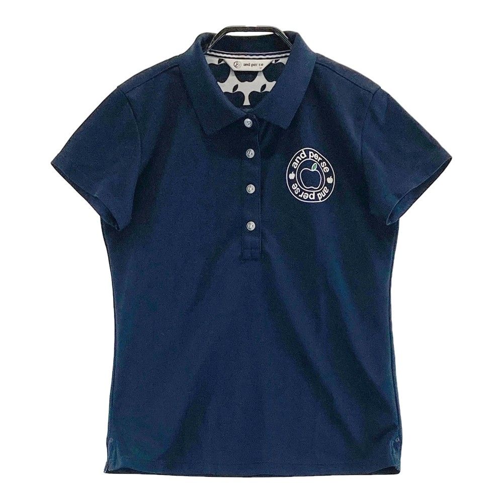 サイズ：M AND PER SE アンパスィ 半袖ポロシャツ ネイビー系