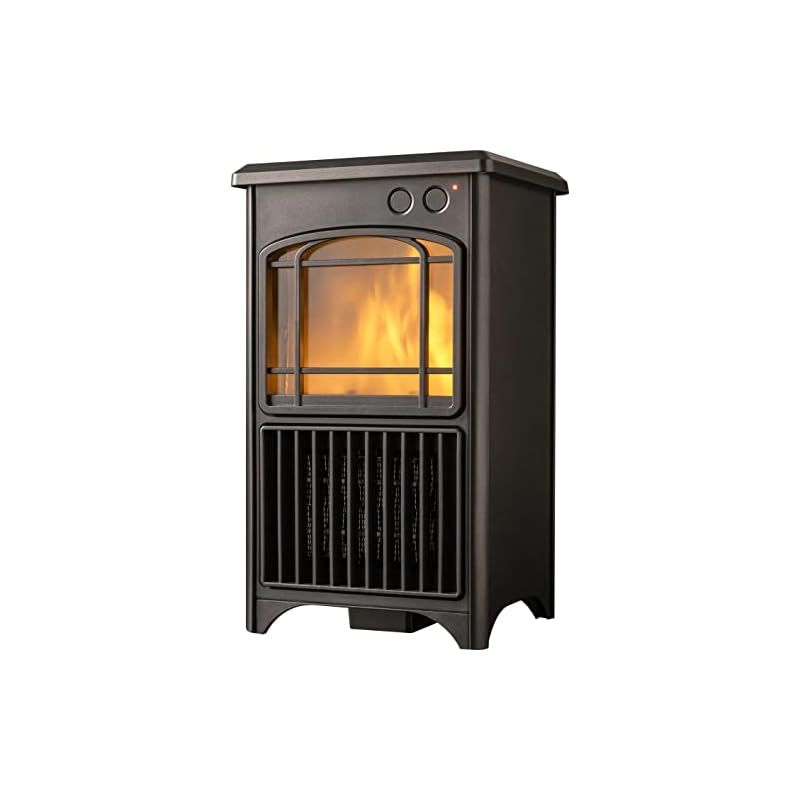 トップランド セラミックヒーター 足元ヒーター 小型 暖炉型 ミニヒーター 300W 暖炉イルミネーション 転倒オフセンサー機能 自動停止機能 ブラック SC-DCH300BK 0