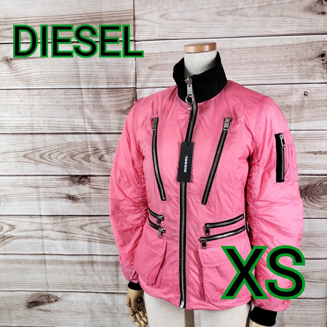 未使用 タグ付き DIESEL ディーゼル ダウンジャケット 長袖 ハイネック タートルネック トックリ襟 レディース リバーシブル XS XSサイズ  SS SSサイズ 2S 2Sサイズ ピンク 桃色 ショッキングピンク(kk 874124 ccc) - メルカリ