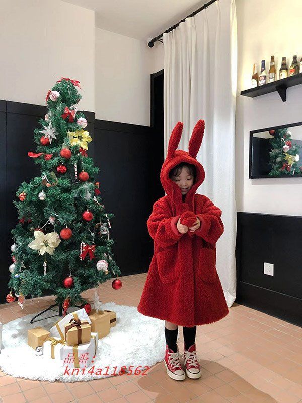 子供コート アウター 女の子 ガールズ 暖かい 長袖 130 100 厚手 レッド 娘 90 フード付き 秋冬 110 防風 可愛い 120 クリスマス kni4a118562