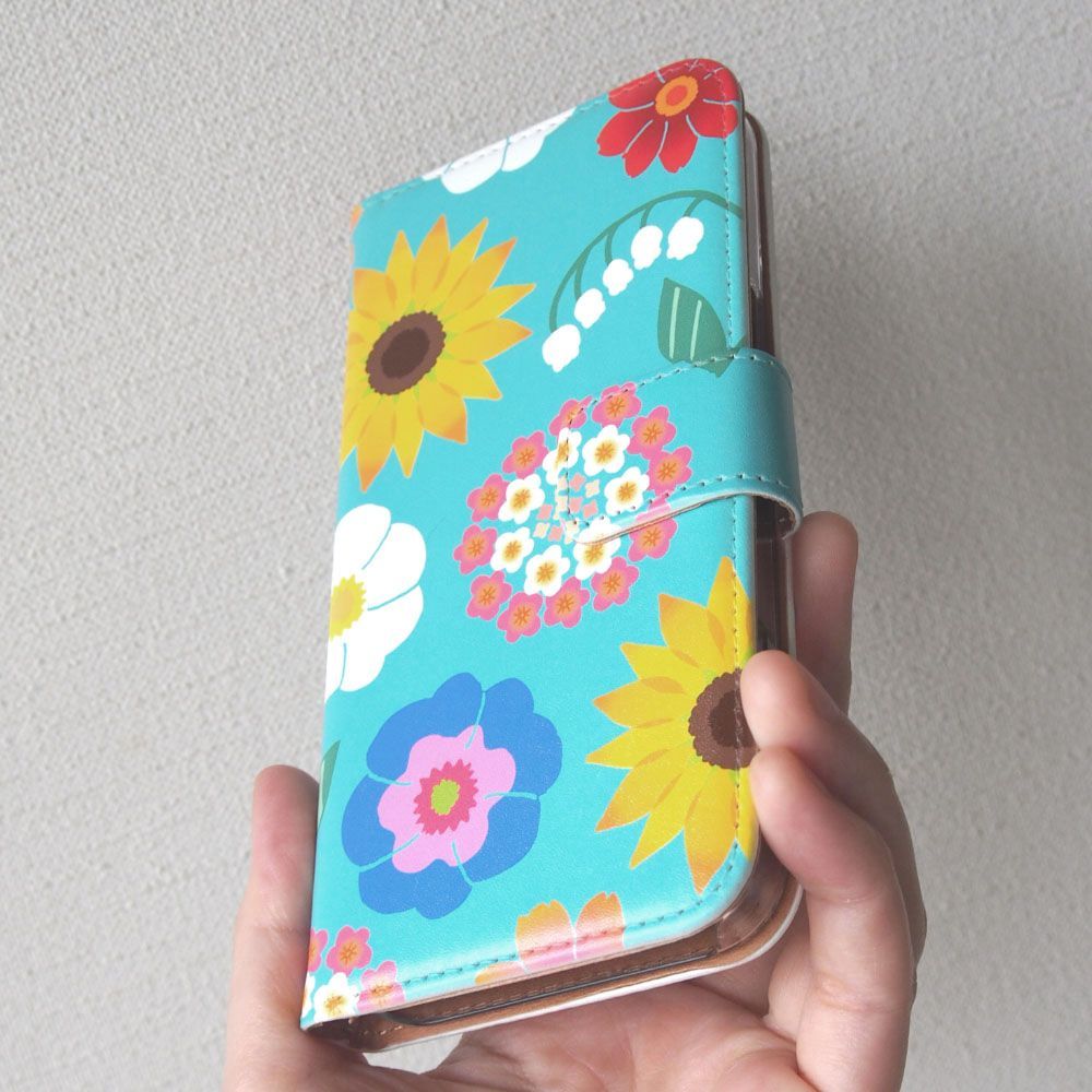 ＜Android対応＞夏の花の手帳型スマホケース