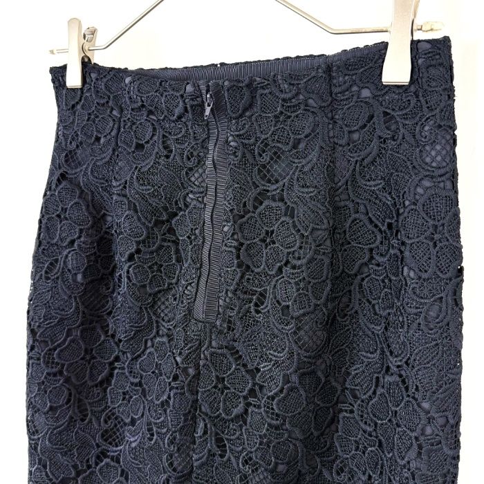 アナイ ANAYI 総レースタイトスカート カットワークレース 上品 ネイビー 紺 GULLKHAN_COM