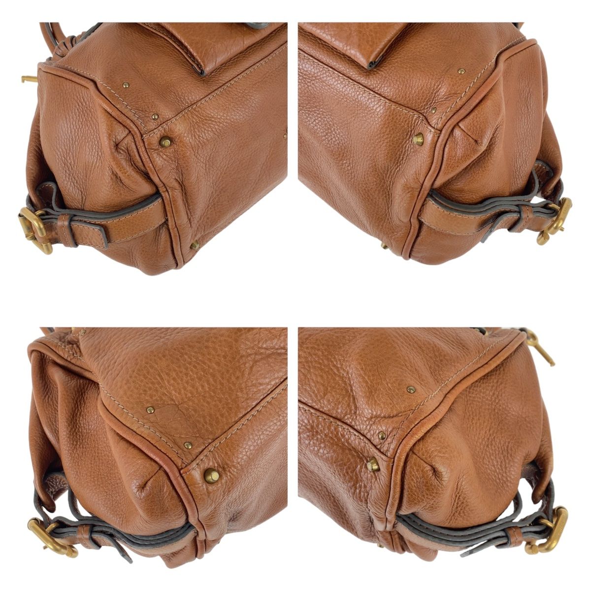 美品 Chloe クロエ パディントン ブラウン ゴールド金具 レザー 
