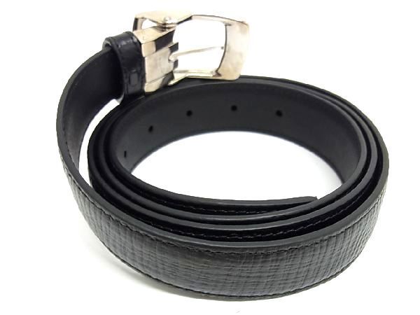美品 MONTBLANC モンブラン ベルト レザー 本革 メンズ シルバー 黒 MONTBLANC（筆記具、時計） モンブラン ベルト メンズ MONTBLANC
