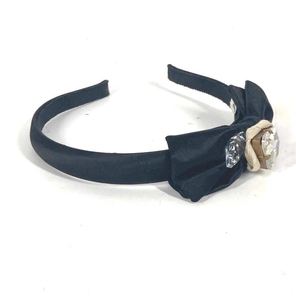 MIUMIU ミュウミュウ カチューシャ クリスタル サテン ブラック - メルカリ