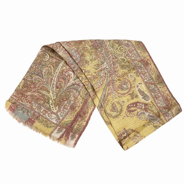 【美品】エトロ ストール シルク混 ユニセックス エトロ ETRO スカーフ ストール シルク混 マルチカラー 黄