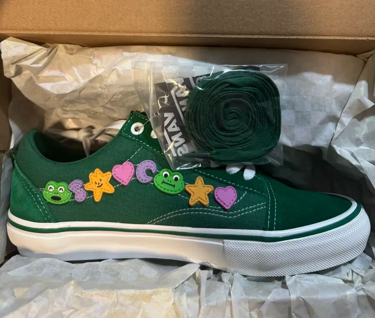 カエル X VANS(バンズ) スケート オールド 学校 グリーン 280