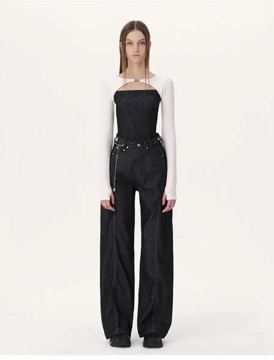 Yuse シグネチャー ストレート LINE デニム パンツ dark indigo S