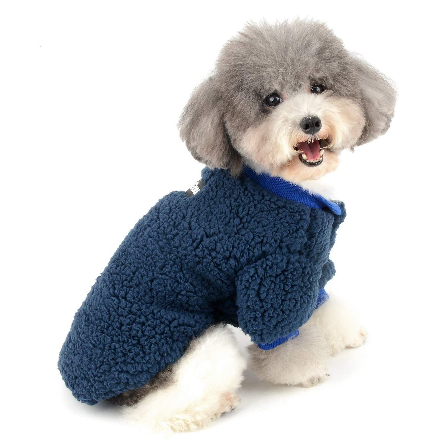 S (胴周り:32cm， 着丈:20cm)_ブルー ZUNEA ペット 犬 服 パーカー コート 秋冬 あたたかい フリース ジャケット セーター 小型犬 子犬 猫 洋服 冬 おしゃれ かわいい 暖かい 防寒 ドッグウェア 子犬