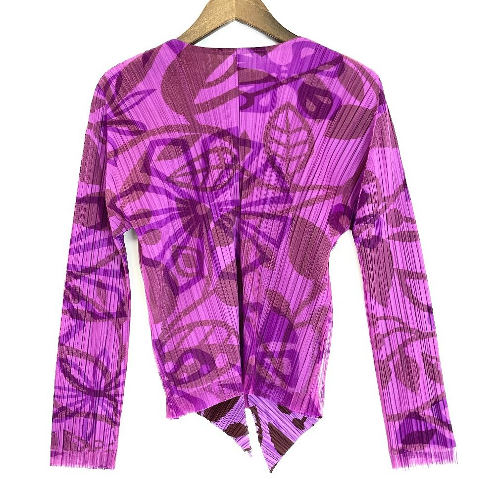 PLEATS PLEASE プリーツプリーズ PP53-J0693 パープル リーフ柄 レース  