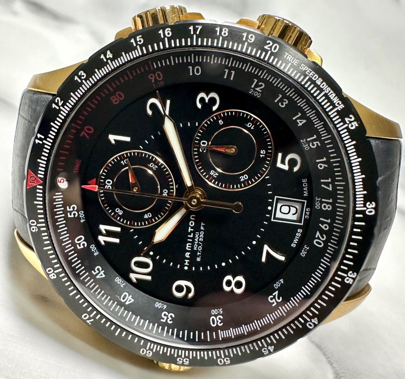 メンズ腕時計 クォーツ ハミルトン カーキ クロノグラフ E.T.O 動作品