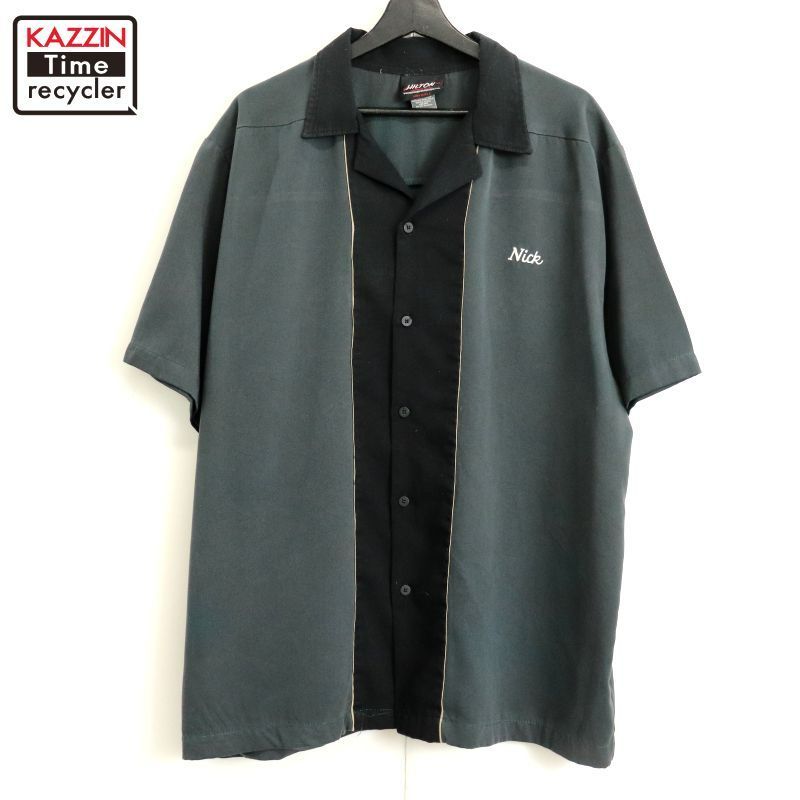 90s USA製 vintage HILTON オープンカラー ボーリングシャツ