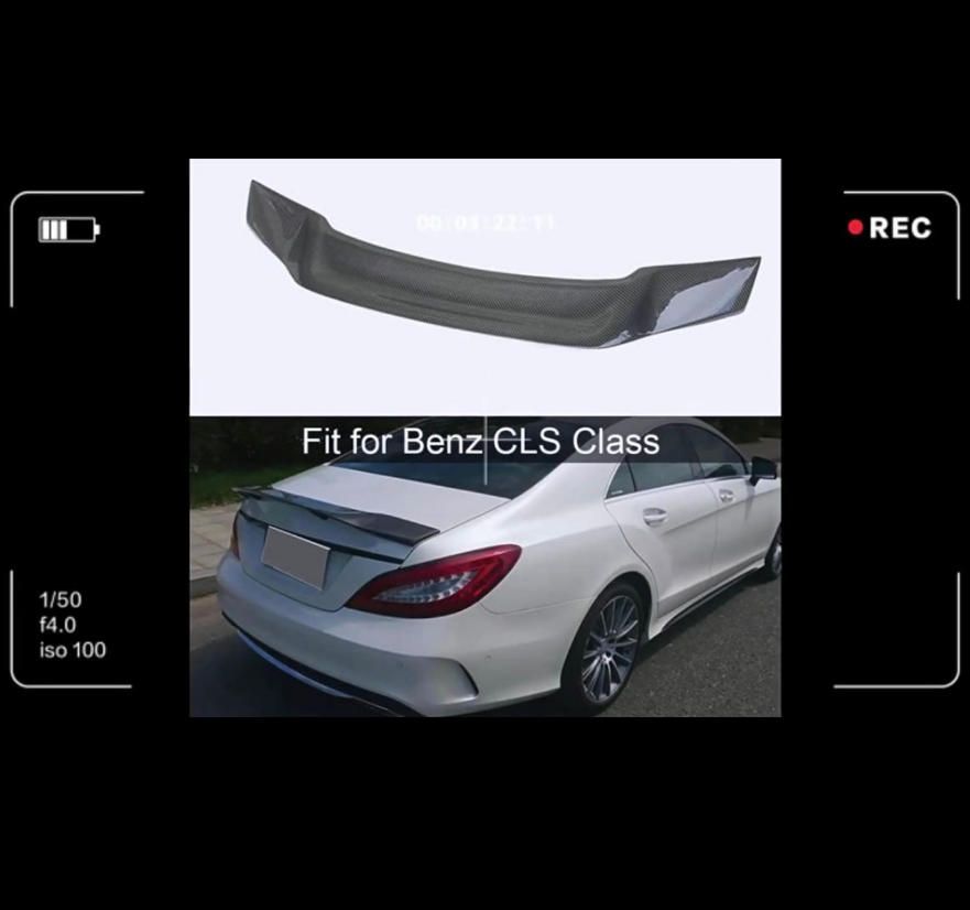 ベンツCLSクラスW218リプレースRカーボンファイバースポイラーを適用カーリプレースリヤスポイラーを装着します