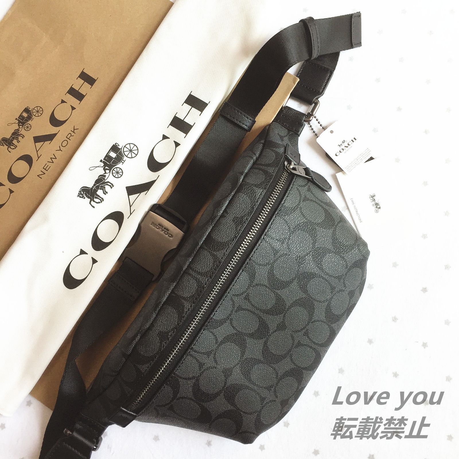 COACH コーチバッグ 1411 メンズ ボディーバッグ ベルトバッグ ウエストバッグ 斜めがけバッグ アウトレット品 チャコール×ブラック  新品未使用 - メルカリ