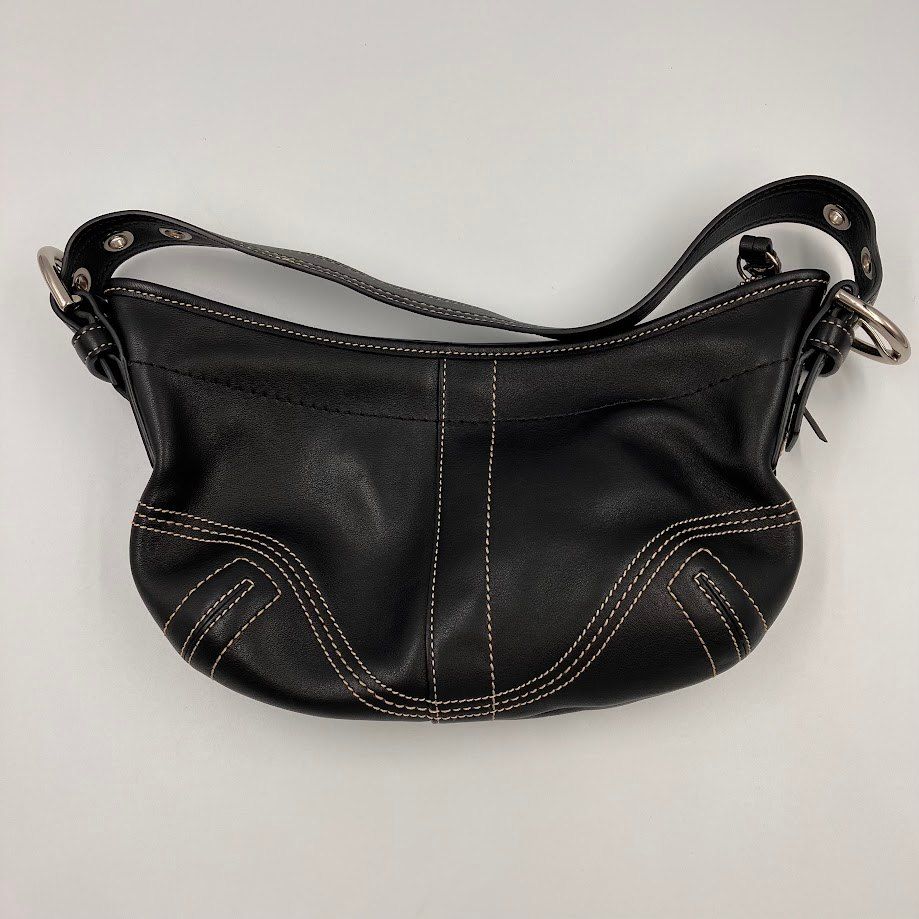 美品　コーチ　アクセサリーポーチ　ワンショルダーバッグ　キャンバス　レザー　黒 COACH コーチ アクセサリーポーチ ワンショルダーバッグ レザー