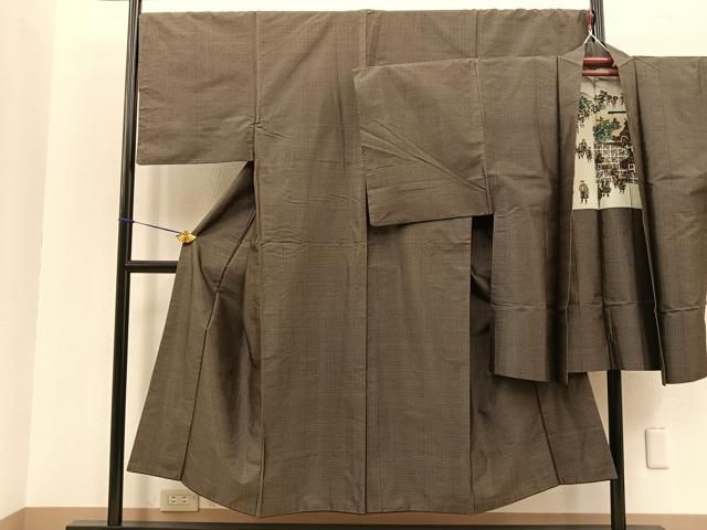 平和屋着物男性　紬　アンサンブル　亀甲文様　正絹　逸品　BAAL5309op