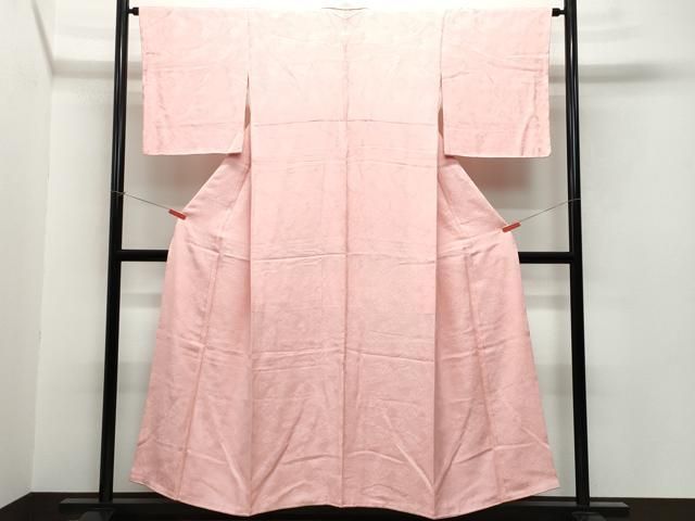 平和屋着物 上質な色無地 花唐草地紋 紅梅色 正絹 CAAY2880vf