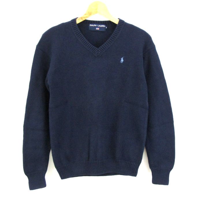 ラルフローレンポロスポーツ セーター トップス Vネック コットンニット レディース Mサイズ ネイビー RALPH LAUREN POLO SPORT